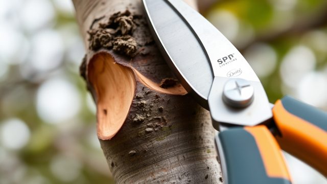 Close-up of a clean pruning cut